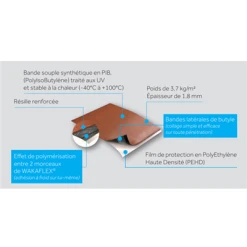 BMI Monier Solin Closoir Et Bande D'étancheité Auto-adhésif Wakaflex Abergement Toiture Cheminée Ardoise 28 Cmx5 M -Promos Couverture Magasin composition wakaflex perfor